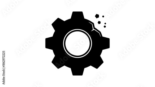 Black gear icon with a broken section, representing damage or malfunction.