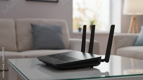 Router on the table. Router is a device that forwards data packets between computer networks, creating a set of overlay networks. It is connected to two or more data lines from different networks.
