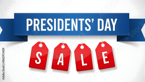 Presidents Day sale banner with red tags president day 2026 America