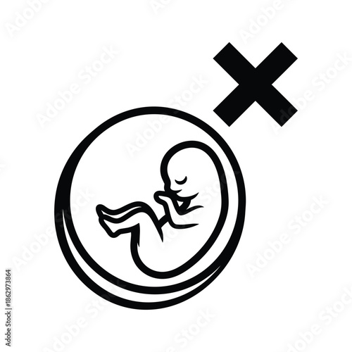 Abortion symbol with fetus in womb