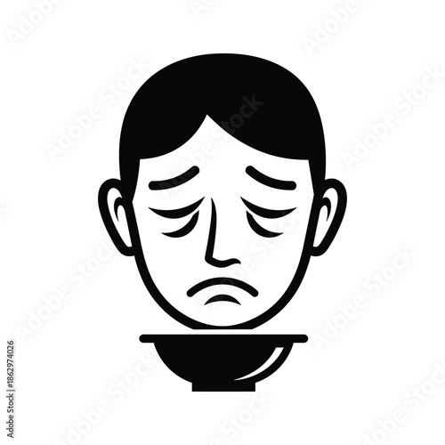 Sad man with closed eyes illustration