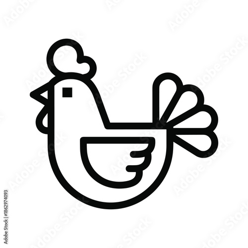 Simple black and white chicken icon
