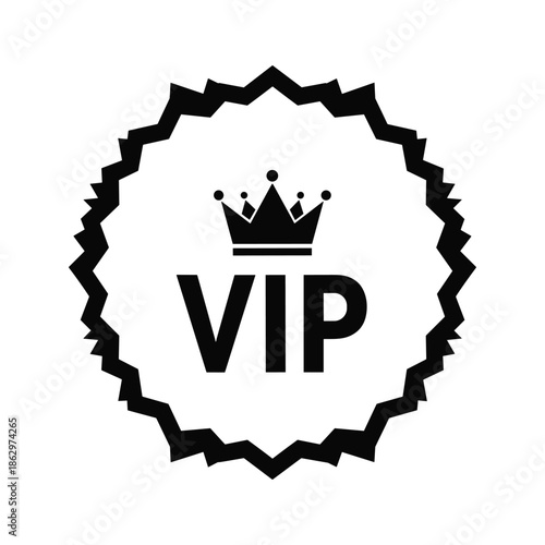Vip logo with crown symbol on white background