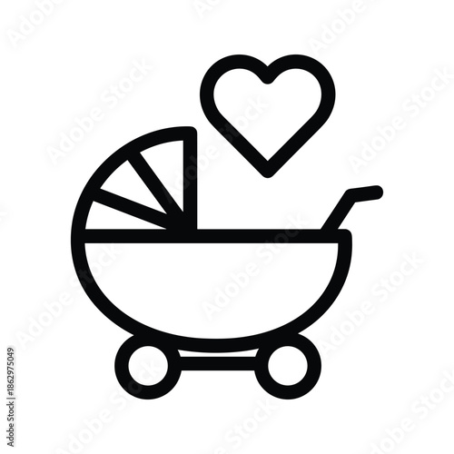 Baby stroller with heart icon