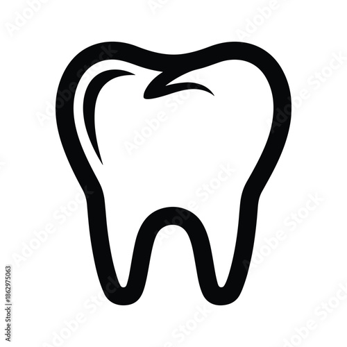 Simple tooth icon on white background