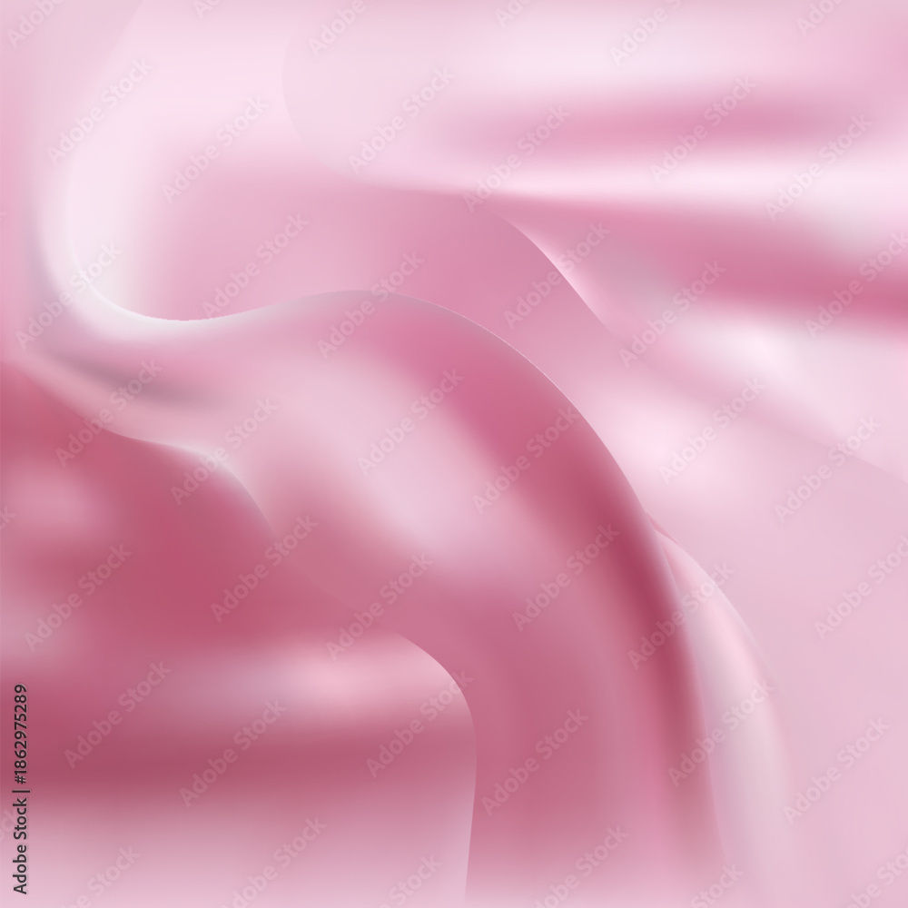 Fototapeta premium Crumpled pink silk fabric as background, top view. eps 10