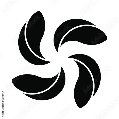 Abstract Floral Pinwheel Icon – Symmetrical Petal Design
