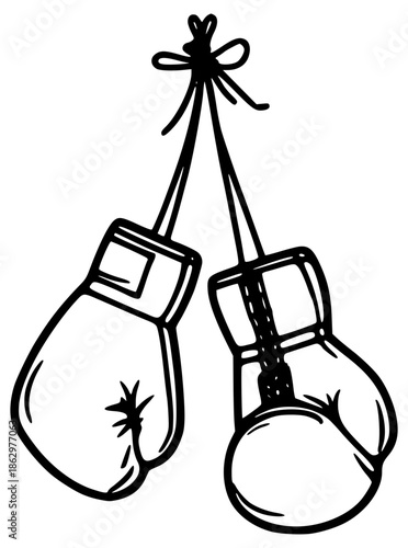 Hanging boxing gloves illustration