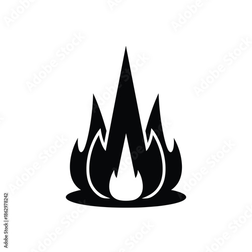 Black silhouette of flames on white background fire