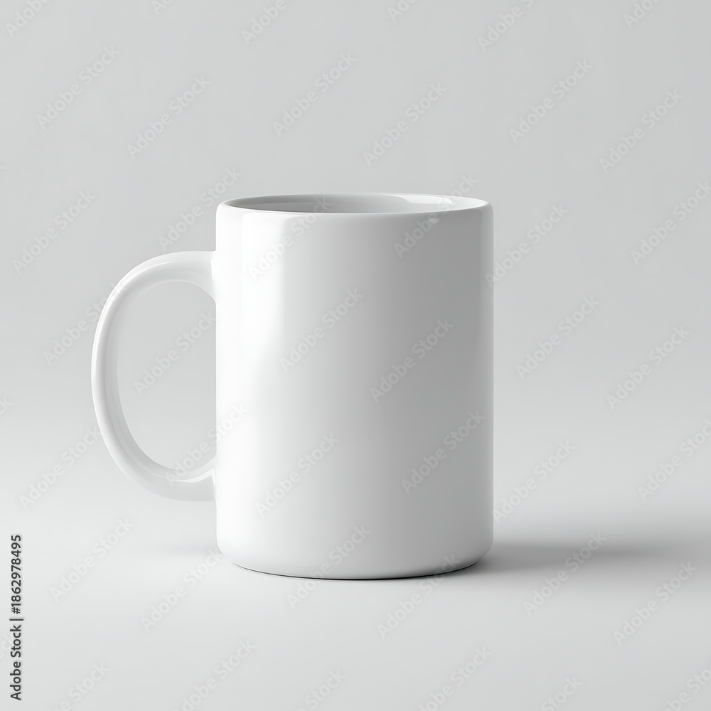 Fototapeta premium white ceramic coffee mug on gray background