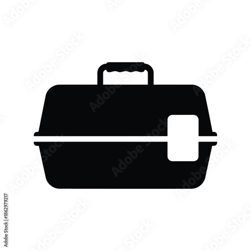 Black silhouette pet carrier with handle and window