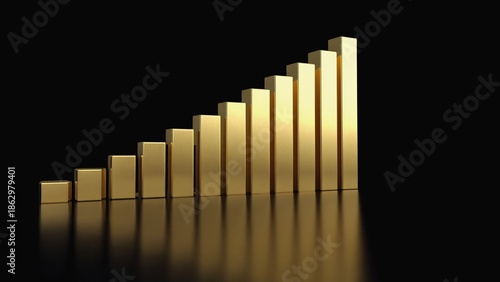 Wallpaper Mural Premium elegant gold bar chart rising upward showing luxury wealth growth Torontodigital.ca