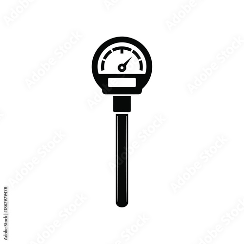 Black silhouette thermometer gauge with dial measurement