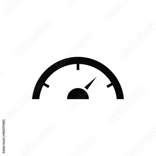 Black speedometer gauge with needle dashboard instrument