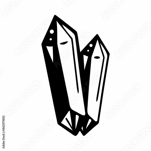 crystal icon silhouette in flat style for gem and mystical design