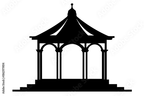 Gazebo silhouette vector, Gazebo black symbol
