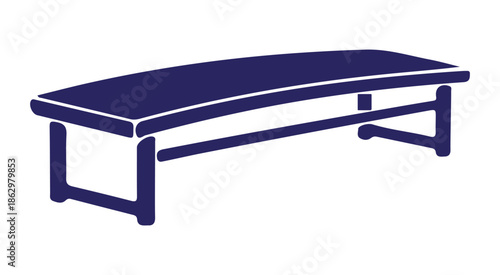 Simple dark blue bench on transparent background isolated