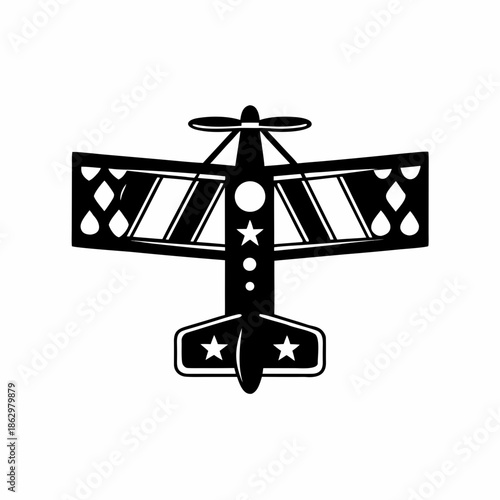 toy airplane icon silhouette in flat style for kids and play design