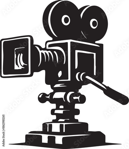Vintage Film Camera Silhouette Icon – Classic Cinema & Movie Production Illustration