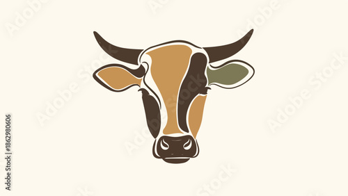 Modern abstract portrait of a bull head in colors