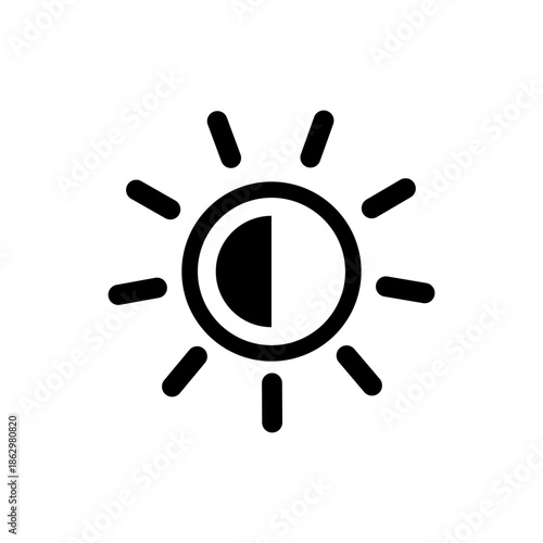 Sun icon representing brightness adjustment or dark mode toggle for digital interfaces