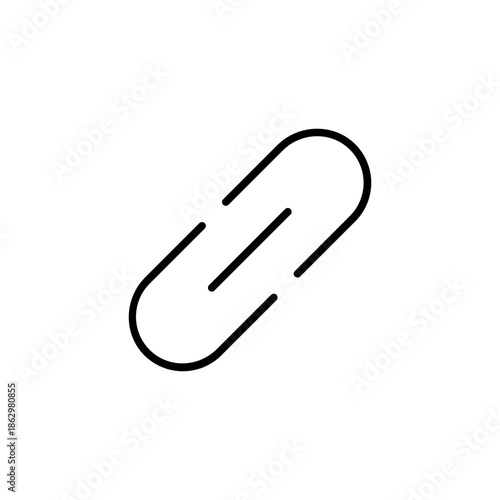 A minimalist line art icon depicting a paperclip or a universal symbol for a hyperlink