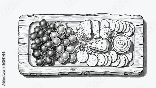 Top view gourmet charcuterie board with diverse snacks