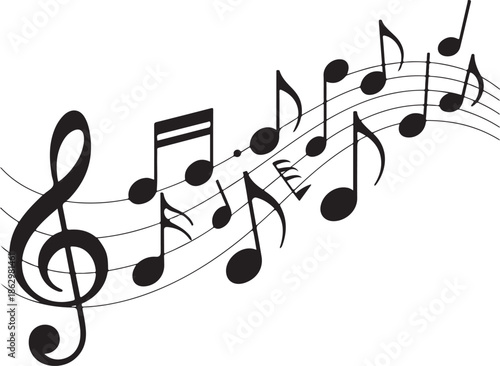 A stylized illustration of musical notes on a staff