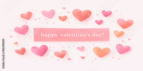 A romantic pink and red valentine card illustration with a heart pattern is a perfect decoration for a day of love