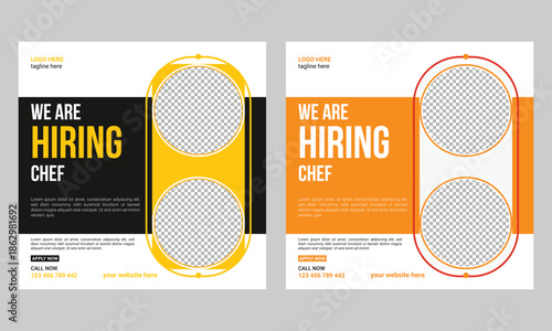 We are hiring chefs or cook helpers for a job social media post