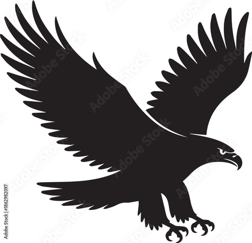 Detailed eagle silhouette vector graphic designed within adobe illustrator software