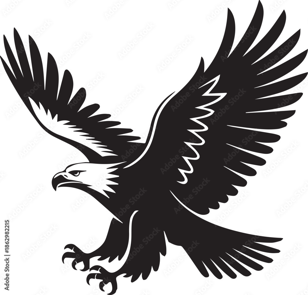 Obraz premium A striking silhouette of a majestic eagle in vector format