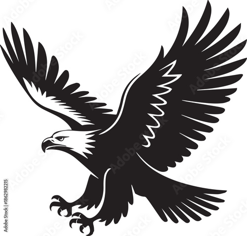 A striking silhouette of a majestic eagle in vector format