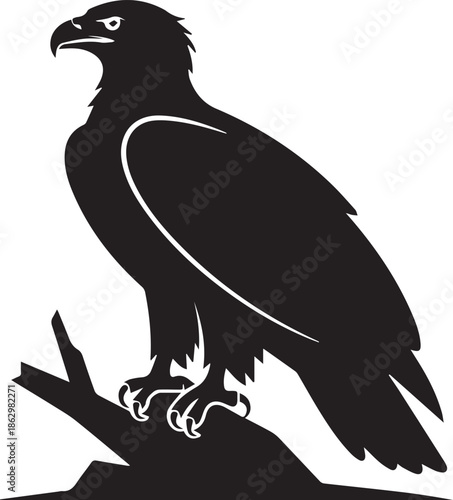 A striking silhouette of an eagle in a vector design format