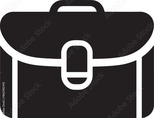 Black and white simple of a briefcase with a handle and clasp luggage business travel