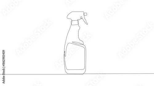 continuous line of cleaning spray bottle. One line drawing of a cleaning spray. single line vector illustration.isolated white background. 