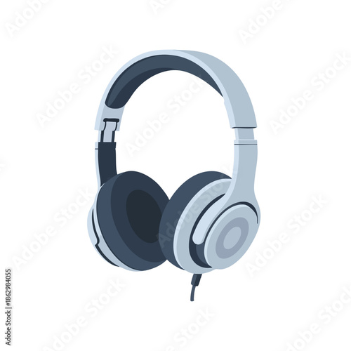 Over-ear headphones with a dark and light blue color scheme, isolated on white