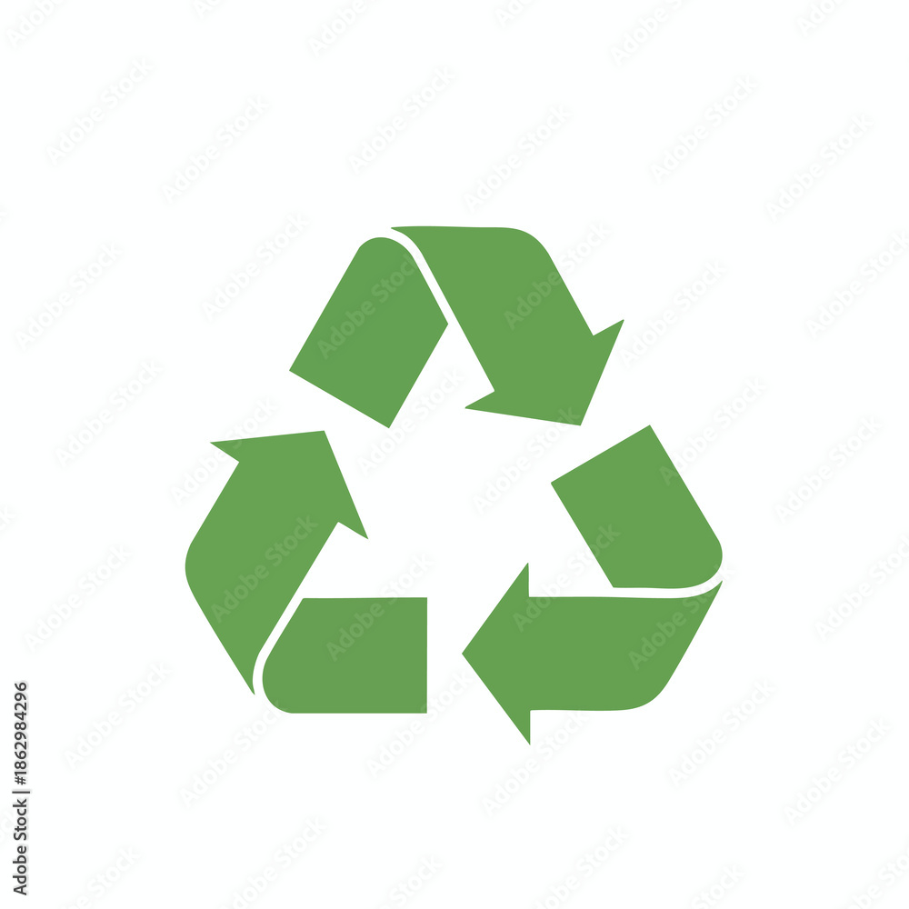 Obraz premium A green recycle symbol composed of three arrows on a white background