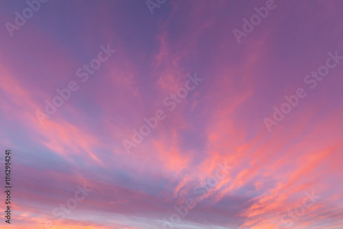 Beautiful pink wispy clouds at sunset in Norfolk UK