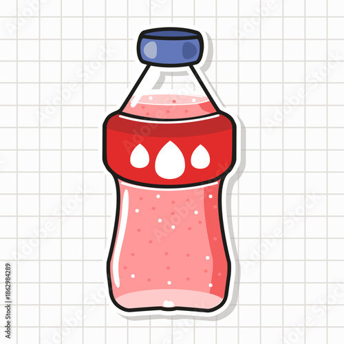 Pink refreshing sweet soda drink bottle sticker