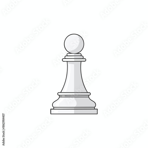 A chess pawn in a simple illustration, set against a stark white background
