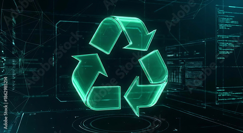 Digital Recycling Symbol Green Neon