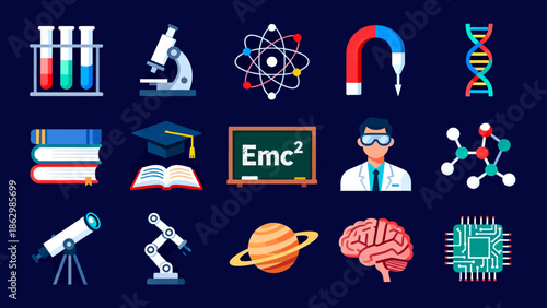 Science and technology icons