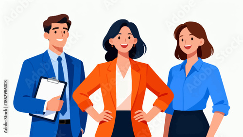 Three business professionals standing together