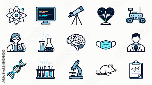 Set of science and technology icons