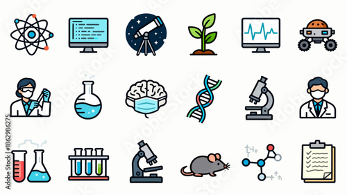 Set of science and research icons