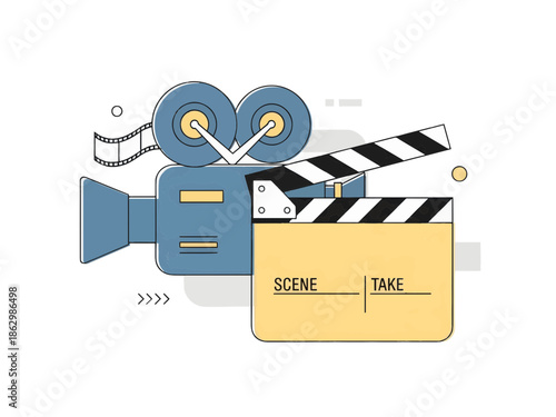 Minimalist indie film festival illustration inspired by Sundance atmosphere. Cinematic mood, creative storytelling, independent cinema concept with artistic visual style.