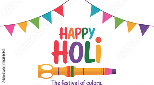 Illustration of Holi Festival with colorful intricate calligraphy vector.