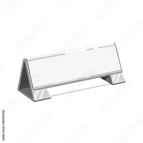 A white table sign with triangular base and white display