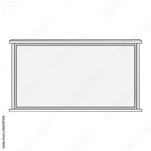 Rectangular frame with light gray accents outlining a blank, white rectangular center